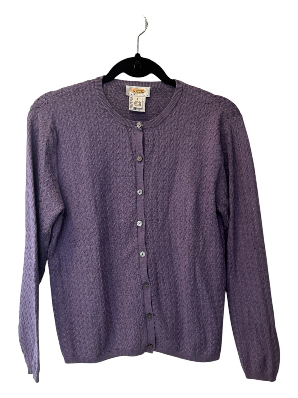 VTG Talbots Petites 90s Y2K Silk Knit Classic Cardigan Cozy Preppy Lux Purple PS